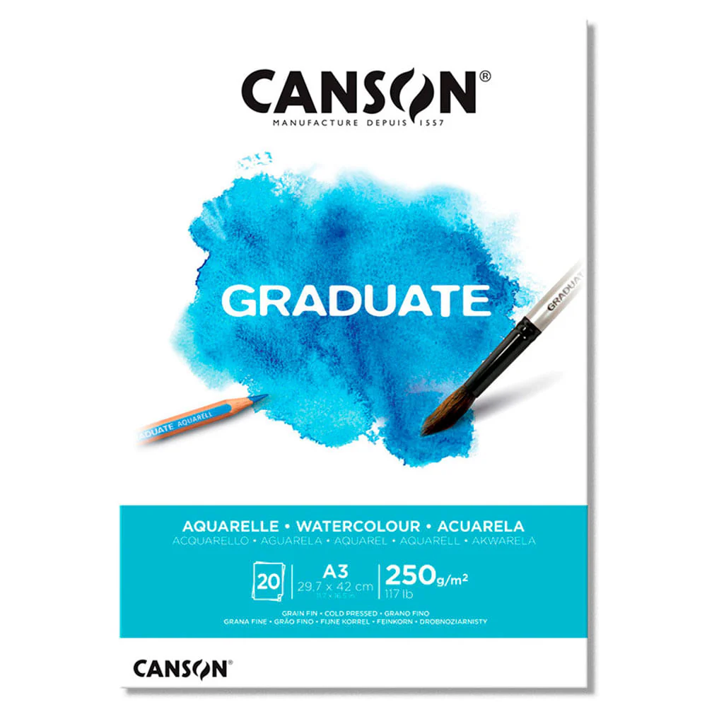 canson-graduate-block-acuarela-250-g-m2-a3 Pad Graduate Acuarela A3 Canson 20 Hjs. 250g. - Image 1