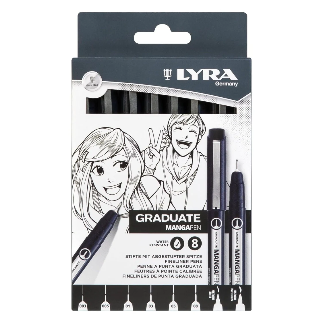 lyra-graduate-set-8-tiralineas-manga-pen Set Marcadores Lyra Graduate Manga Pen 8 pcs. - Image 1