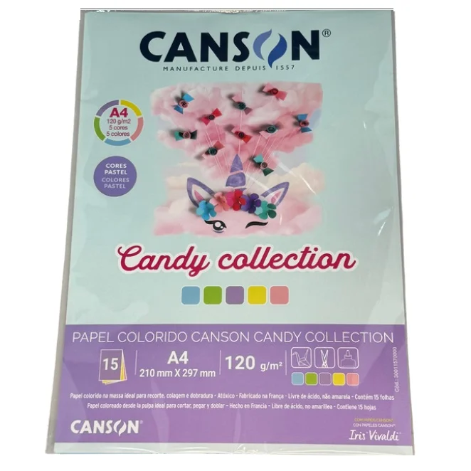 CANSON CANDY Pad Canson Papel Colorido A4 Candy Collection 120g 15 Hojas - Image 1