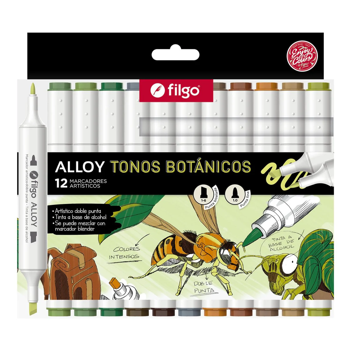 filgo-alloy-set-12-marcadores-al-alcohol-tonos-botanicos_230f7623-4fb5-452f-b9bb-c3426ad54bcb Set 12 Marcadores Artisticos Doble Punta Filgo Alloy Tonos Botánicos - Image 1