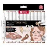 Set 12 Marcadores Artisticos Doble Punta Filgo Alloy Tonos Piel