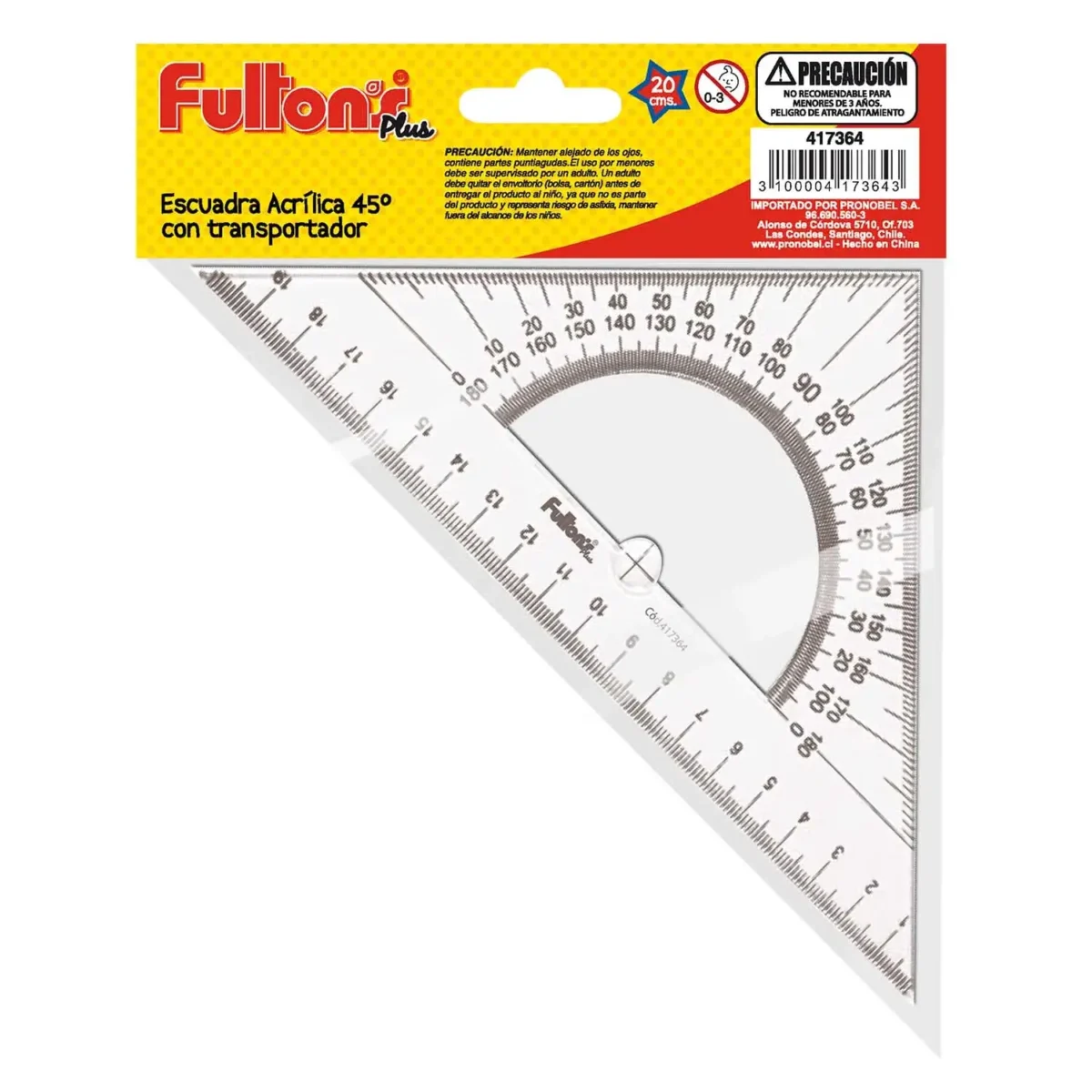 Escuadra Transparente 20cm. 45° Fultons - Image 1